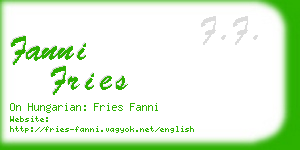 fanni fries business card